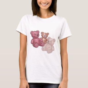 Camiseta Estampa de Três Ursinhos de Prata na Moda