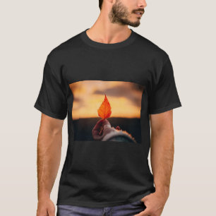 Camiseta Estampa Folha do Pôr de Sol Dourado