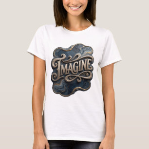 Camiseta Estampa IMAGINE em Ouro Moderno