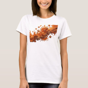 Camiseta Estampa Laranja ARTÍSTICA ESTRELAS DORADAS
