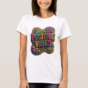 Camiseta Estampa VIBRAÇÕES POSITIVAS Amarelo Esbelto