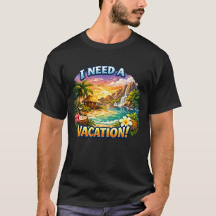 Camiseta estampada de ilha tropical