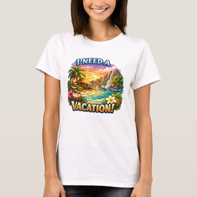 Camiseta estampada de ilha tropical (Frente)