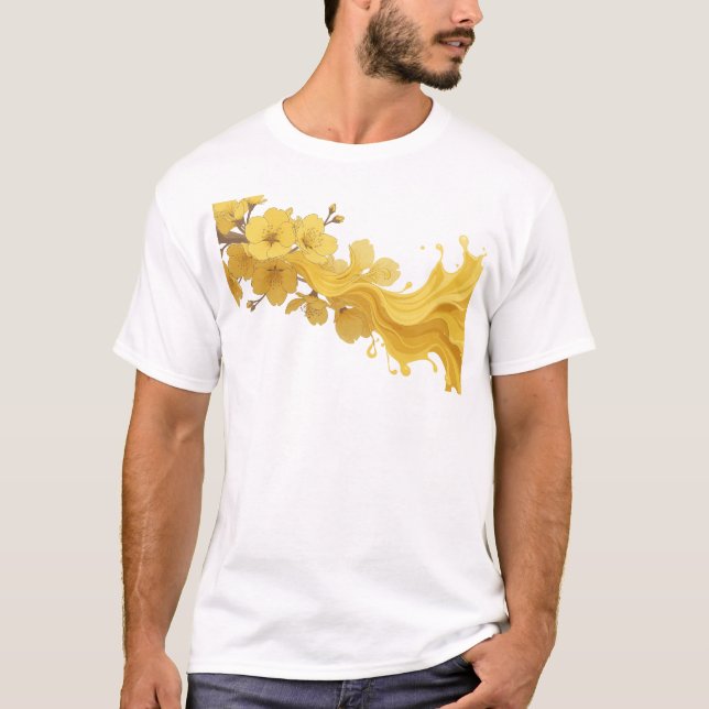 CAMISETA ESTAMPADO CRIATIVO DE FLOR ABSTRATA COM ESTILO (Frente)