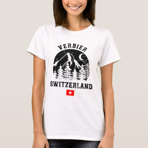 Camiseta Estância de esqui Verbier Suíça Alpes Esqui alpino