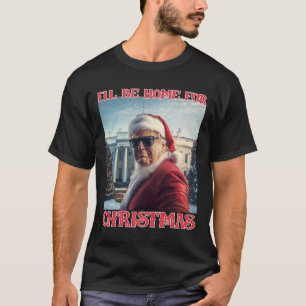 Camiseta Estarei em Casa no Natal Trump Papai Noel Selfie W