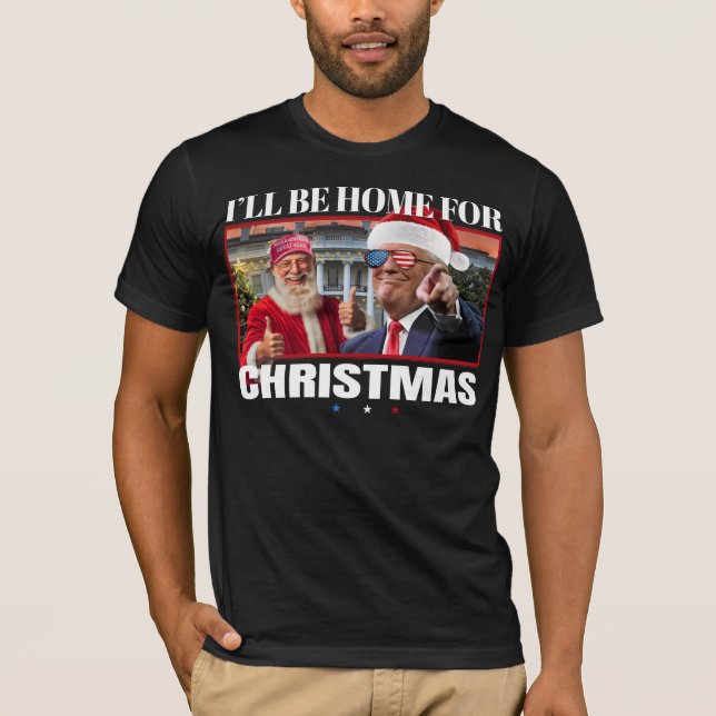 Camiseta Estarei Em Casa Para A Bola De Natal E Papais noei (Frente)