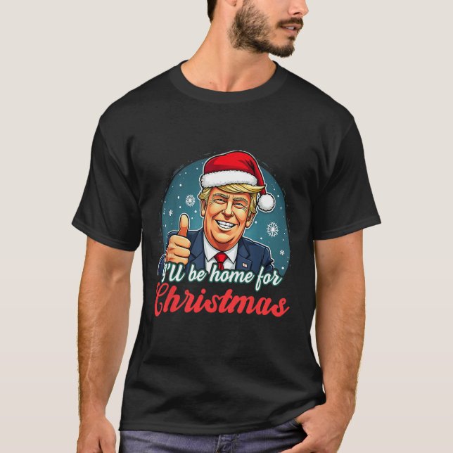 Camiseta Estarei Em Casa Para O Natal Engraçado. (Frente)