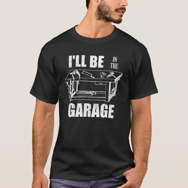 Camiseta Estarei na oficina de garagem. (Frente)