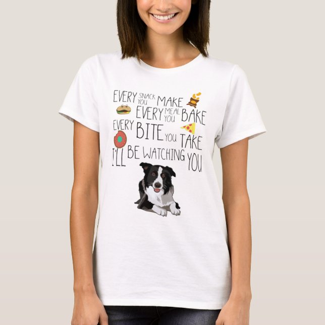 Camiseta Estarei Te Observando, Border Collie (Frente)