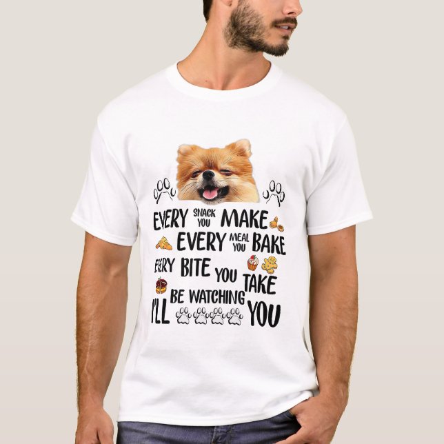 Camiseta Estarei te observando, Pomerânia Cão T-Shirt (Frente)