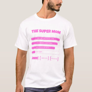 Camiseta Estatísticas de Super Mãe Rosa Fofa - Mar