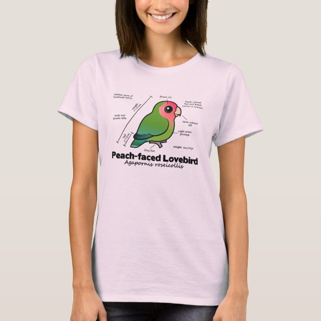 Camiseta estatísticas Pêssego-enfrentadas do Lovebird (Frente)