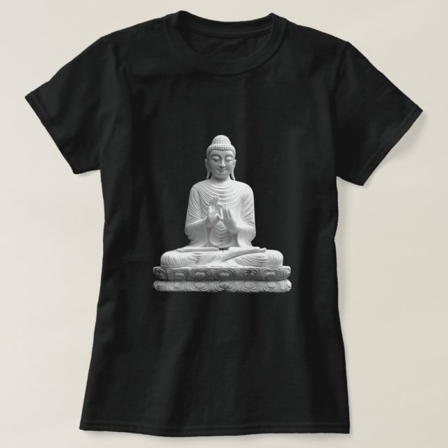 Camiseta Estátua Branca Buda (Frente do Design)