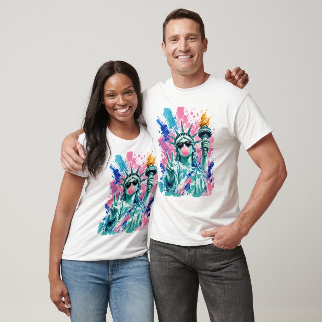 Camiseta Estátua da Liberdade 4 de Julho (Unissex)