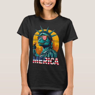 Camiseta Estátua Da Liberdade 4 De Julho Trex Meninos Bande