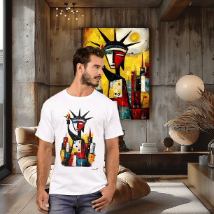 Camiseta Estátua da Liberdade Abstrata Expressionismo Mod