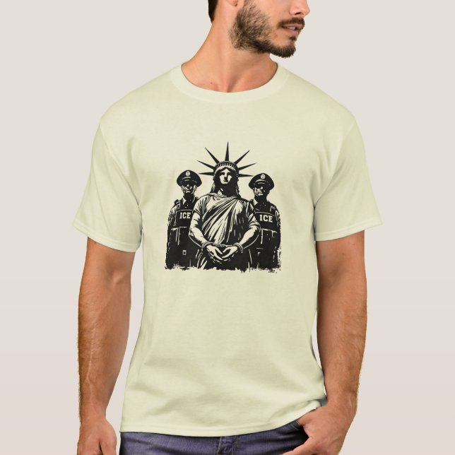 Camiseta Estátua da Liberdade Algemada - Abolição ICE (Frente)