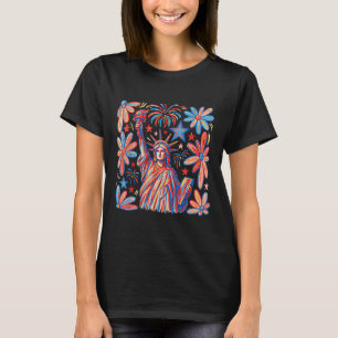 Camiseta Estátua da Liberdade Americana Em 4 De Julho