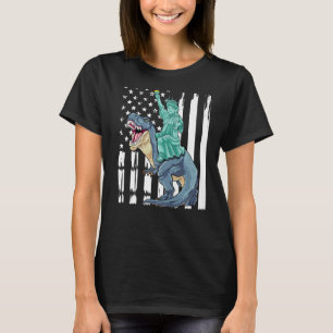 Camiseta Estátua Da Liberdade Andando Dinossauro Patriótico