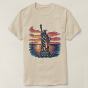 Camiseta Estátua da Liberdade Bandeira Americana