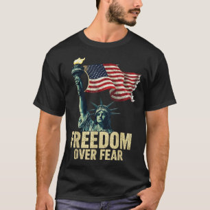 Camiseta Estátua da Liberdade Bandeira Gráfica Dom Sobre Me