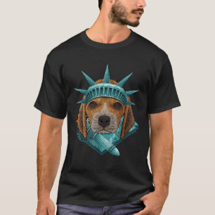 Camiseta Estátua da Liberdade Beagle 4 De Julho Cão USA Ame