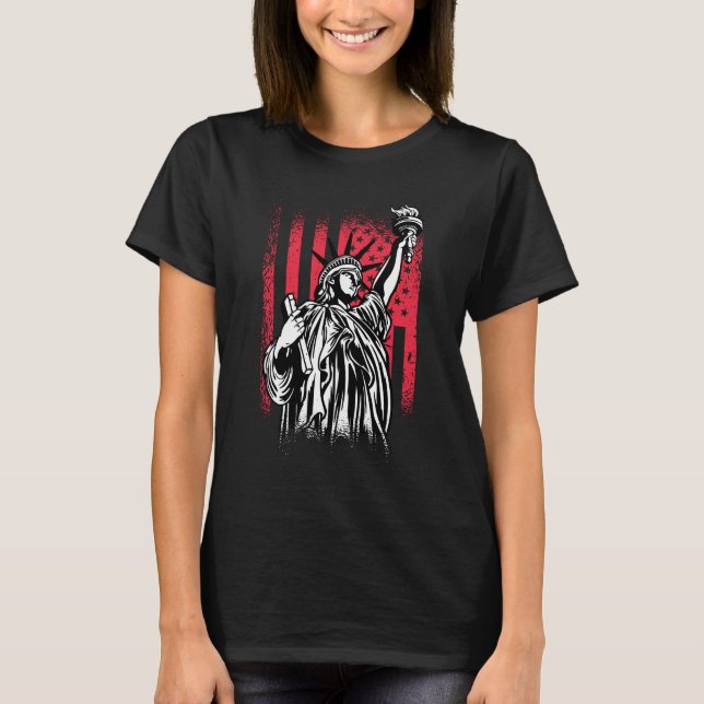 Camiseta Estátua da Liberdade com Bandeira dos EUA (Frente)