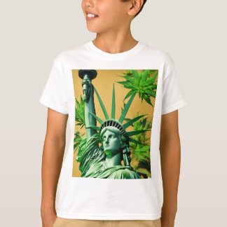 Camiseta Estátua da Liberdade com Torção - Cannabis Leaf An