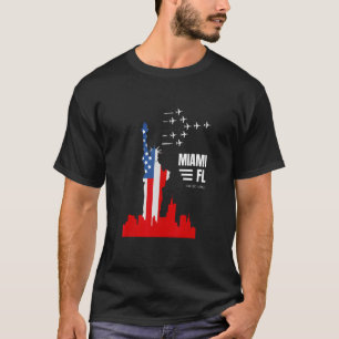 Camiseta Estátua da Liberdade da Bandeira de Miami FL Nome