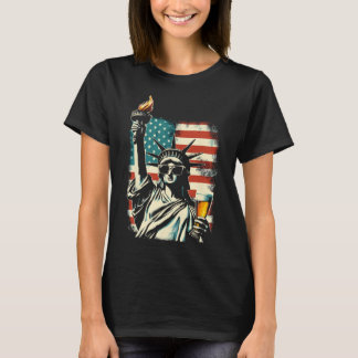 Camiseta Estátua da Liberdade dos EUA Festa de Cerveja do 4