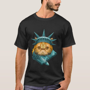Camiseta Estátua da Liberdade Exótica Shorthair 4 De Julho 