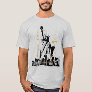 Camiseta Estátua da Liberdade Nova York Nyc Mens Ash Cinza