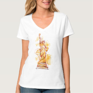 Camiseta Estátua da Liberdade pintada manualmente