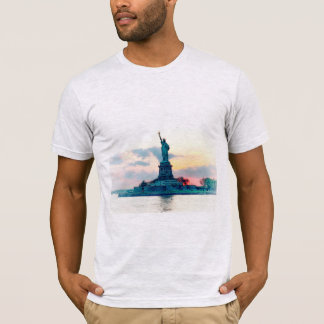 Camiseta Estátua da Liberdade, Pôr do Sol, Edição Patina.