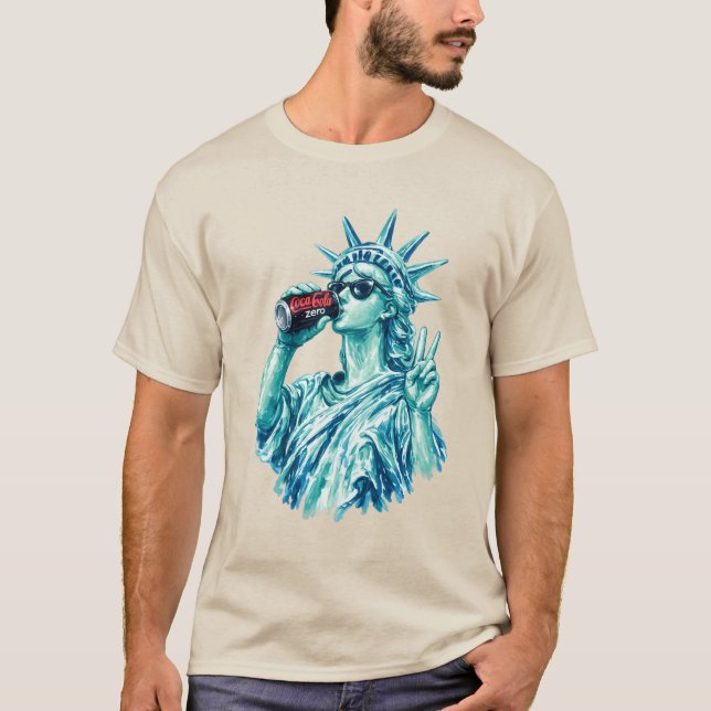 Camiseta Estátua da Liberdade Preppy com refrigerante Zero  (Frente)