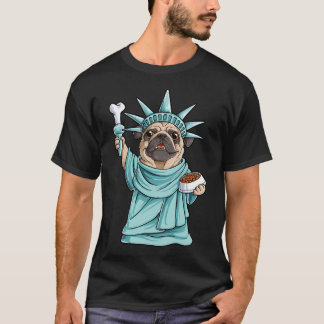 Camiseta Estátua da Liberdade Pug para Homens Mulheres Meni