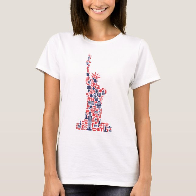 Camiseta Estátua da Liberdade, Todos Americanos, Ícones (Frente)