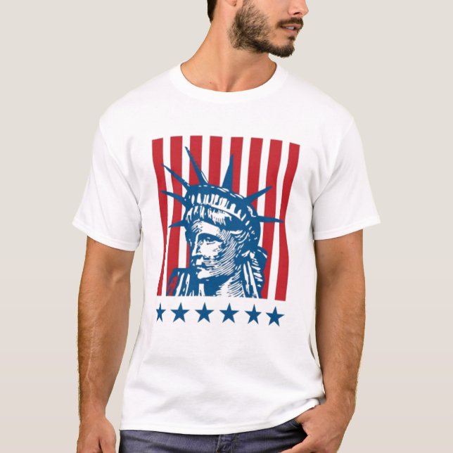 Camiseta Estátua da Liberdade: Um Beacon da Liberdade (Frente)