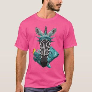 Camiseta Estátua Da Liberdade Zebra 4 De Julho Animal EUA A