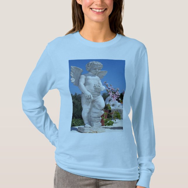 Camiseta Estátua De Anjo Em Azul De Bebê (Frente)