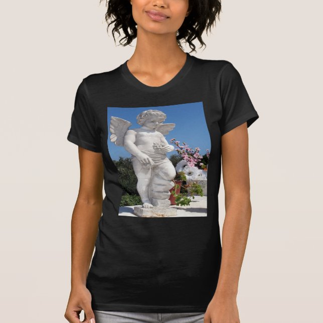 Camiseta Estátua De Anjo Em Preto (Frente)