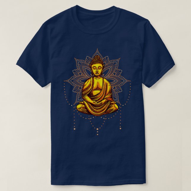 Camiseta Estatua de Buda Mantra de Meditação (Frente do Design)