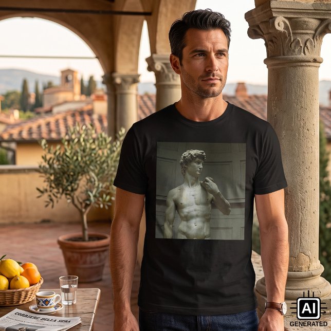 Camiseta Estátua de Davi de Michelangelo (Statue of David by Michelangelo is a vintage Renaissance Era fine art 17 ft. marble statue of David.)