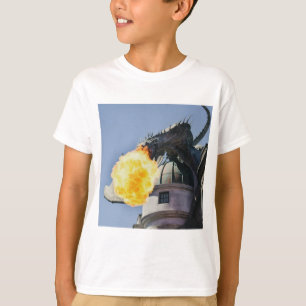 Camiseta Estátua de Dragão Respirando Fogo