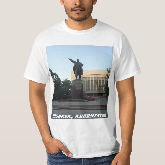 Camiseta Estátua de Lenin, Bishkek, Quirguistão Kirgizia (Frente)