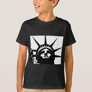 Camiseta Estátua de Pop de Arte Negra e Branca da Liberdade