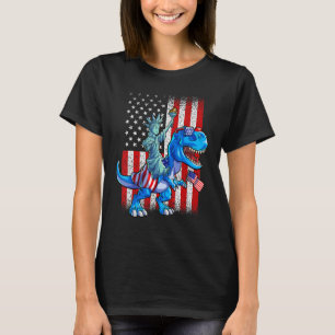 Camiseta Estátua Dino Da Liberdade 4 De Julho Boys American