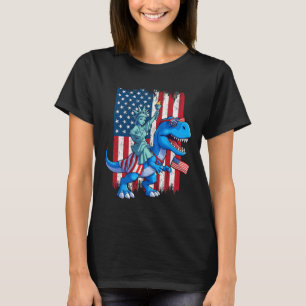 Camiseta Estátua Dino Da Liberdade 4 De Julho Trex American