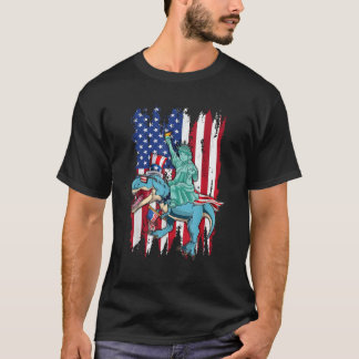 Camiseta Estátua Dino Da Liberty American Bandeira 4 De Jul